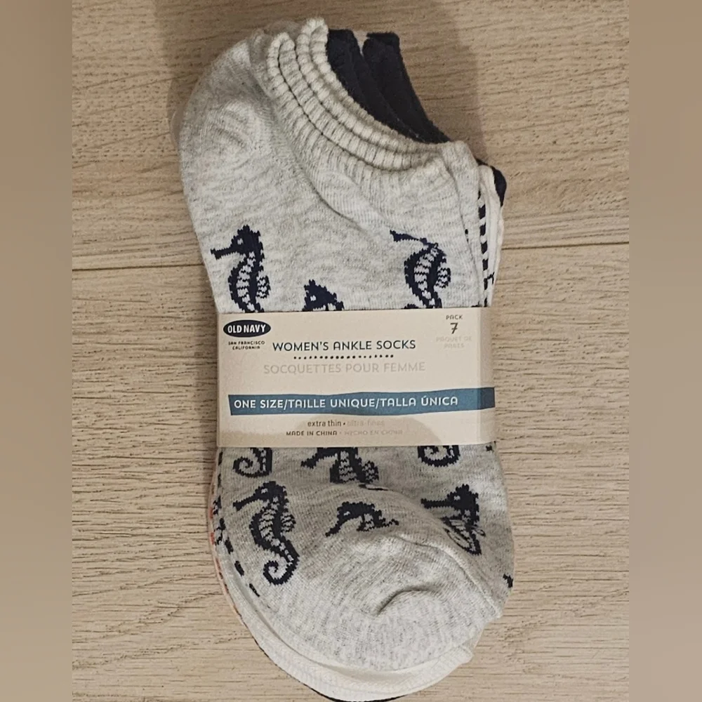 Women's Old Navy Nautical Print No-Show Socks 7 Pk - Picture 1 of 8